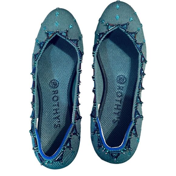 Rothy’s Custom Green Spruce Embellished Beaded Sz 8 - Picture 5 of 10